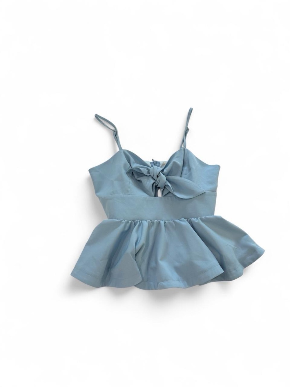 Tea & Cup Baby Blue Bow Peplum Cami Top